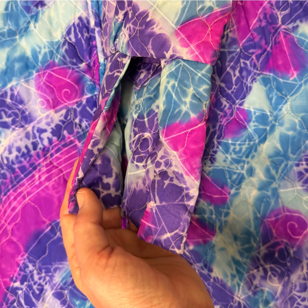 Vintage Purple Blue & Pink 60’s 70’s quilted long sleeve pencil Maxi Dress XS - Picture 13 of 16